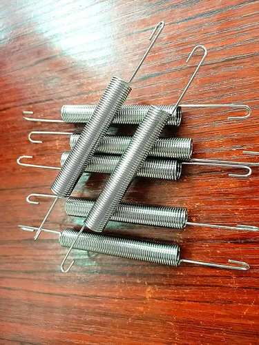 Vista 4 de 10PCS 2.362 inx0.394 inx0.039 in Dual Hook Tension Spring Silver Tone Metal Dual Hook Pequeño resorte de tensión