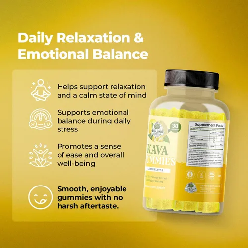 Vista 5 de Amazing Botanicals Zesty - Gomitas de limón y kava, 250 mg por gomita, ayuda natural para dormir para relajación y noches reparadoras, sin OMG