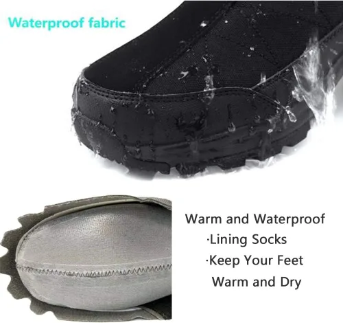 Vista 4 de Silentcare - Botas de nieve para hombre, con forro de piel, impermeables, antideslizantes, ligeras