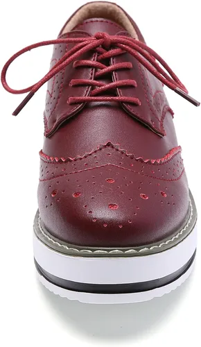Vista 4 de DADAWEN - Zapatos con cintas tipo Oxford, con plataforma, para mujer, punta cuadrada