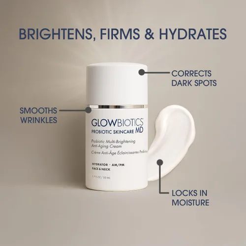 Vista 2 de Glowbiotics Crema antienvejecimiento multiiluminadora probiótica: hidratante y reafirmante hidratante, calma y repara la piel con antioxidantes