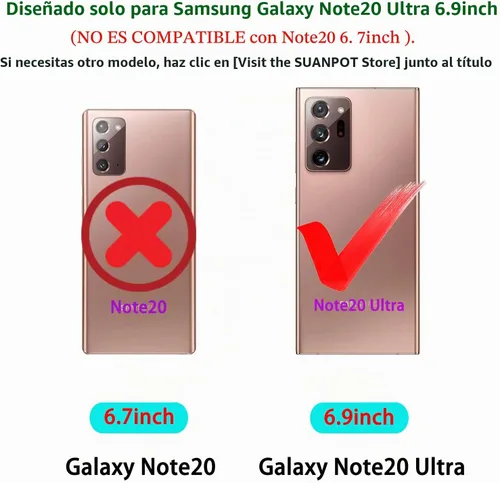 Vista 2 de SUANPOT Funda de piel tipo cartera para Samsung Galaxy Note 20 Ultra 5G de 6.9 pulgadas con bloqueo RFID, tarjetero para tarjetas de crédito, funda