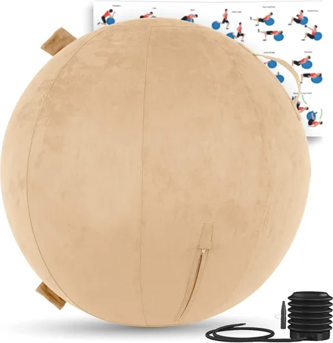 Vista 20 de Husband Pillow Exercise Ball, Cover with Pump for Yoga, Pilates, Fitness Balance Stability, Office Ball Chair Seat. Soft & Slip Resistant, Pro Guide