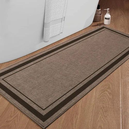 Vista 41 de chakme Juego de 2 alfombras de baño ultrafinas, absorbentes, antideslizantes, lavables a máquina, color beige oscuro, 17 x 24 pulgadas + tapete
