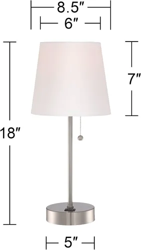 Vista 8 de 360 Lighting Justin - Juego de 2 lámparas de mesa modernas de 3 vías de 18 pulgadas de alto con puerto de carga USB y reguladores de mesa, metal