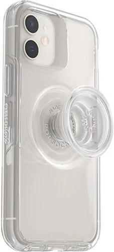 Vista 4 de OtterBox + Funda Pop Symmetry Series para iPhone 12 Mini (no 12, Pro, Pro Max) Embalaje no minorista - Transparente