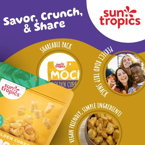 Vista 5 de Sun Tropics Mochi Snack Bites, curry dorado, sin lácteos, sin gluten, 3.5 onzas (paquete de 12)