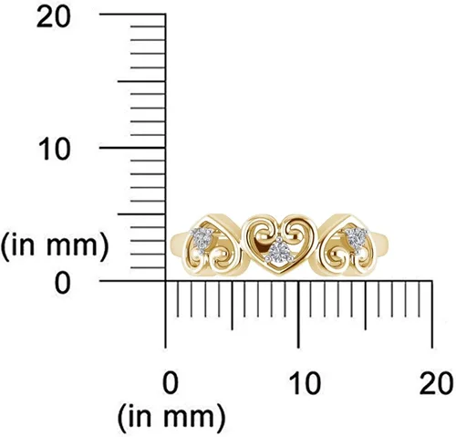 Vista 4 de Anillo de plata de ley 925 bañada en oro de 14 quilates con circonita cúbica de corte redondo de 0,07 quilates, diseño de corazón