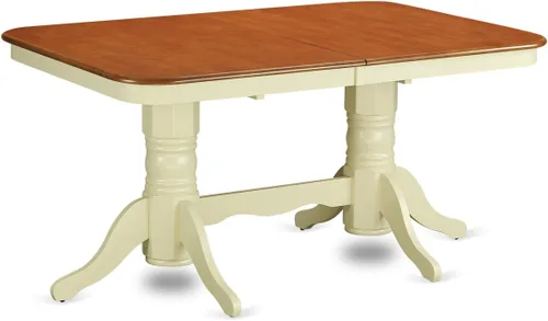 Vista 3 de East West Furniture NAPL7-WHI-C - Juego de mesa de cocina de 7 piezas que consta de una mesa de comedor rectangular con hojas de mariposa y 6 sillas
