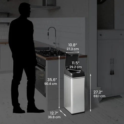 Vista 6 de iTouchless Latas de cocina con sensor automático sin contacto de 13 galones y 2.5 galones con sistema de control de olores, acero inoxidable