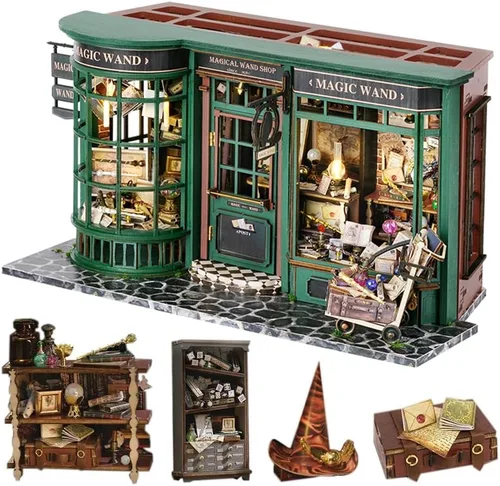 Vista 8 de Lannso Kit de Casa de Muñecas en Miniatura DIY, Kit de Casa de Muñecas, Mini Casa de Muñecas de Madera Hecha a Mano para Regalo de Adultos (AWO2-003)