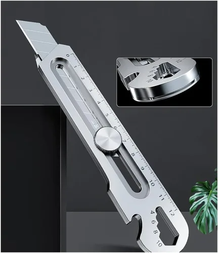 Vista 6 de Cuchillo multiusos de acero inoxidable 6 en 1, multiherramienta, resistente, impermeable, a prueba de óxido, resistente, grado militar, cortador