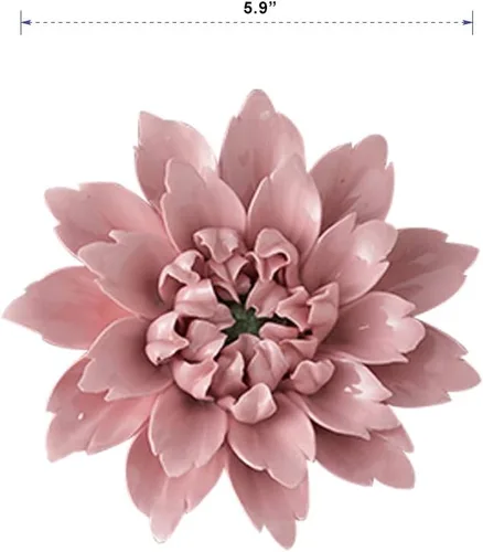 Vista 2 de Flor de cerámica decoración del hogar Decoración de pared Adornos hechos a mano Peonía rosa 5.9