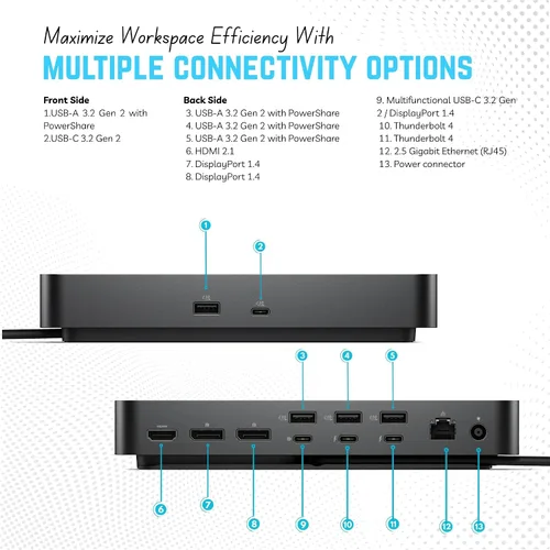 Vista 4 de SD25TB4 Dell Pro Thunderbolt 4 Smart Dock - Estación de acoplamiento USB-C