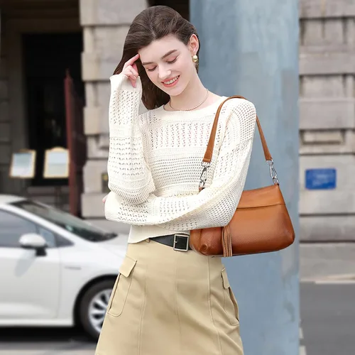 Vista 3 de Over Earth Bolsos de cuero para mujer, bolso de hombro pequeño Hobo para mujer