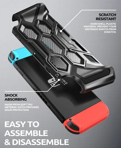 Vista 2 de Mumba Funda protectora para Nintendo Switch, Battle Series Funda de agarre resistente para consola Nintendo Switch con cómodos agarres acolchados