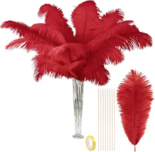 Vista 15 de VIJIV Plumas de avestruz grandes de color negro natural, 10 piezas, kit de fabricación de plumas de 28 pulgadas de largo para manualidades, flores