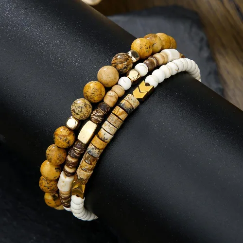 Vista 4 de Pulsera gótica ajustable punk trenzada multicapa Grunge conjunto de pulseras con cuentas Emo Metal Cuff Wrap Pulseras apilables regalo