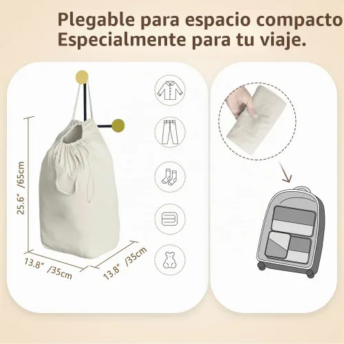 Vista 2 de MCleanPin Bolsas de lavandería lavables con asas, bolsas de almacenamiento de ropa sucia de 140 L para cesta de lavandería y cesta con forro