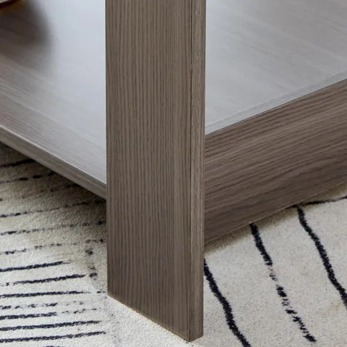 Vista 6 de Mesas de centro modernas de 2 niveles rectangulares de madera con amplio almacenamiento, perfectas para sala de estar, decoración de sala