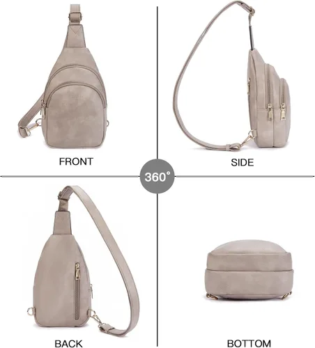 Vista 105 de Telena Riñonera pequeña para mujer, de cuero, cangureras, bolsa de pecho para mujer