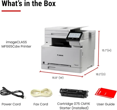 Vista 8 de Canon Color imageCLASS MF665Cdw - Impresora láser dúplex inalámbrica, todo en uno con copiadora, escáner, fax, alimentador automático de documentos