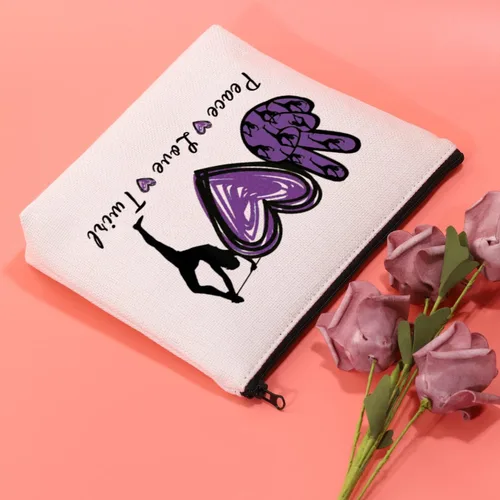 Vista 6 de JXGZSO Baton Twirling Gift Peace Love Twirl Bolsa de cosméticos Baton Regalos para mujeres Baton Gymnast Bolsa de maquillaje Regalo para amantes