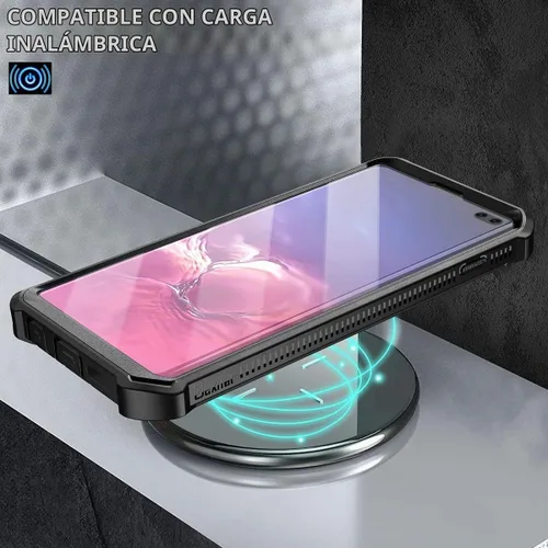 Vista 7 de Dexnor Funda para Samsung Galaxy S10+ Plus, [protector de pantalla y soporte integrados] Protección de grado militar resistente a prueba de golpes