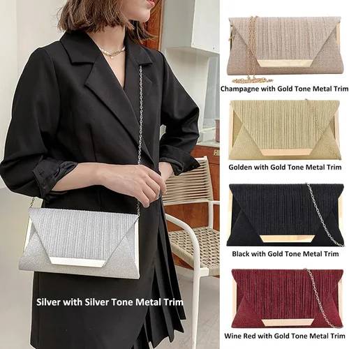 Vista 7 de Bolsos de embrague con purpurina para mujer bolsa de noche bolso de fiesta de boda