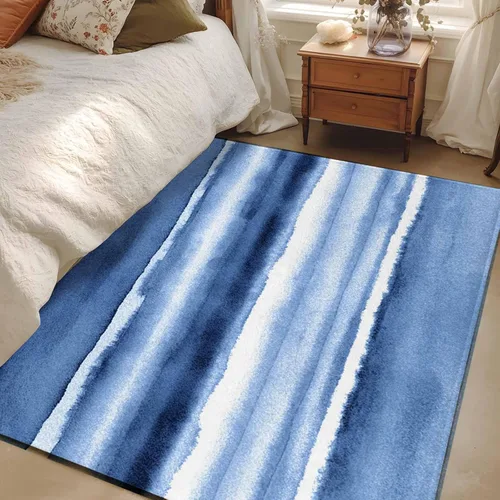 Vista 13 de 2x3 Area Rugs, Blue Stripes Non Slip Area Rugs for Living Room, Bedroom, Barhroom, Entryway, Watercolor Retro Ombre Abstract Tie Dye Art Soft