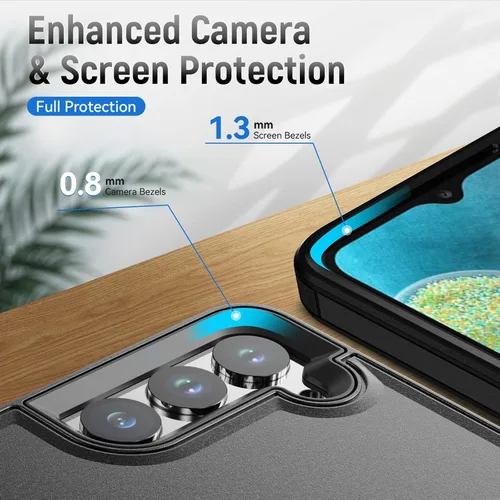 Vista 6 de Funda para Galaxy S23 Plus con protector de pantalla de cristal, resistente y resistente, a prueba de golpes, para S23 Plus, color negro