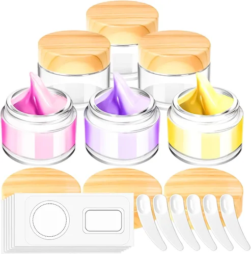 Vista 15 de 6 Pack de tarros de vidrio ámbar de 1 oz con tapas, tarros pequeños de vidrio de 1 onza con tapas y forros interiores, tarros redondos transparentes