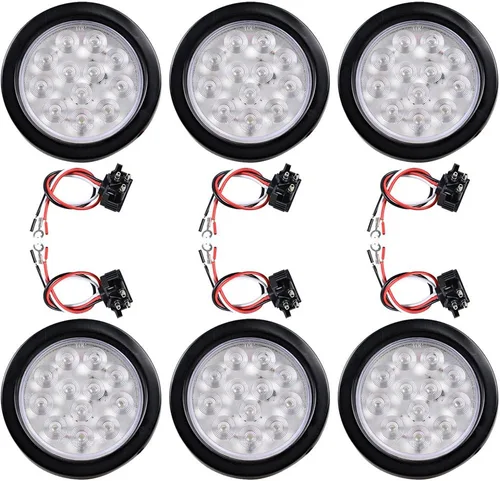 Vista 14 de Kit de tapones de cableado con cubierta de hule para luz trasera LED redonda de 4", 12 ledes, para RV, camioneta