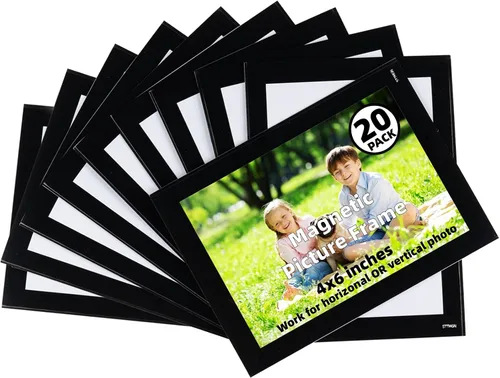 Vista 17 de STTMGN Portarretratos magnéticos con borde negro (2.5 x 3.5 pulgadas, paquete de 12), tamaño mini-cartera, fundas magnéticas para fotos, bolsillos
