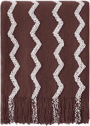 Vista 24 de Bourina - Manta de chenilla de punto, ligera, suave, acogedora, para cama, sofá, silla