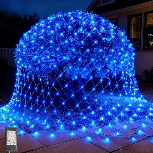 Vista 19 de LitHome Luces de red de Navidad de 14.8 x 5 pies, 300 luces LED de red blanca cálida, 8 modos de conexión, malla gigante impermeable de Navidad