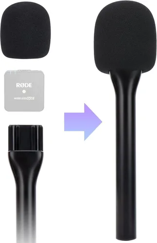 Vista 2 de Rode - Soporte de micrófono inalámbrico de mano con filtro pop, soporte para Wireless Go 2/Pro, adaptador de micrófono de entrevista para Go/ME