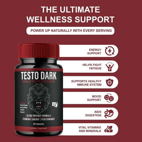 Vista 4 de BLUE VIBE TestoDark Premium Wellness & Advanced Health Management Suplemento Pastillas TestoDark de máxima fuerza para la salud diaria y bienestar
