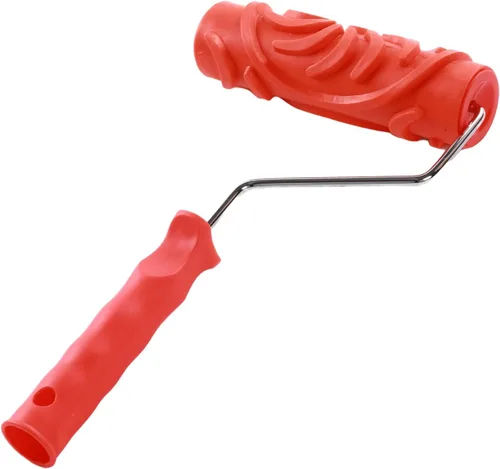 Vista 13 de Auniwaig Brocha de rodillo de pintura de goma en relieve rojo de 12.59 pulgadas para pintura de pared del hogar EG100T patrón de ladrillo DIY