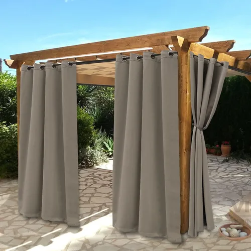Vista 18 de BONZER Cortinas impermeables para interiores y exteriores para patio - Aislamiento térmico, cortinas opacas con ojales de bloqueo solar