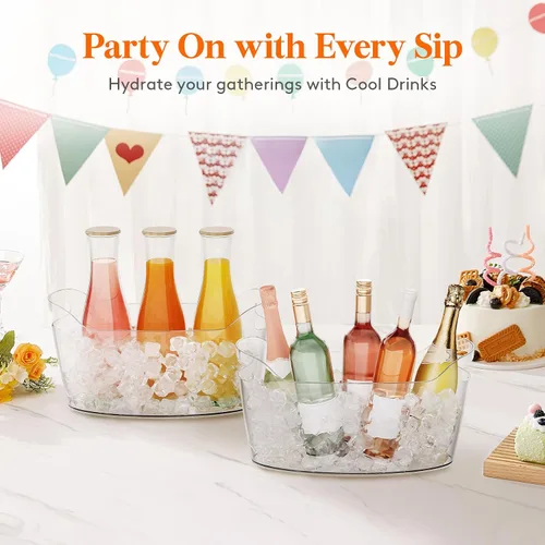 Vista 7 de Lifewit Cubo de Hielo Grande de 6.5L para Fiestas, Cubo de Bebidas Portátil para Bar de Cócteles, Enfriador de Plástico para Champán