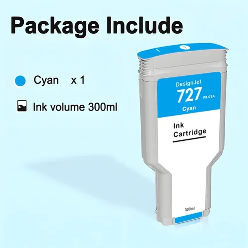 Vista 4 de HP 727 - Cartucho de tinta cian F9J76A 727XL compatible con impresoras DesignJet T920 T930 T1500 T1530 T2500 T2530 (paquete de 1, 10.8 fl oz)