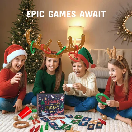 Vista 2 de Gutter Games 12 juegos de Navidad - Paquete de noche de juegos familiares para niños y adolescentes - Divertidos juegos de fiesta de Navidad