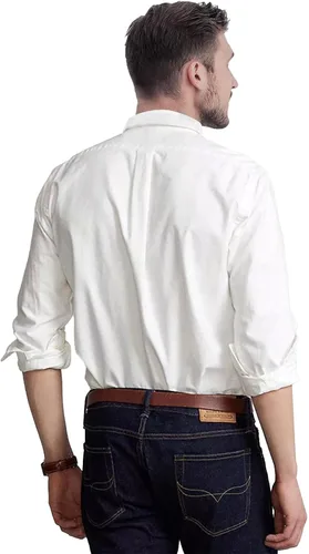 Vista 3 de Polo Camisa Oxford clásica de manga larga para hombre