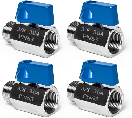 Vista 15 de Paquete de 2 válvulas de bola mini de 1", válvula de cierre de acero inoxidable 304 rosca NPT hembra x macho válvulas pequeñas para espacio compacto