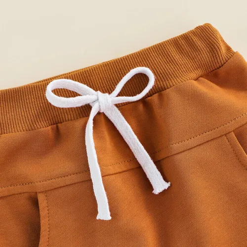 Vista 3 de Molioaky Pantalones de harén para niños pequeños, con cordón, pantalones deportivos para bebés, pantalones deportivos sólidos con bolsillos