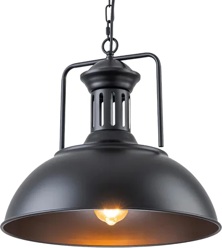 Vista 7 de Lámpara colgante de cúpula industrial, iluminación de techo colgante de granero para isla de cocina, comedor, metal de bronce rústico