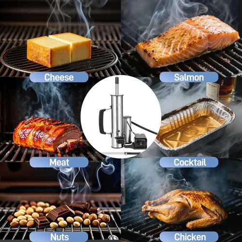 Vista 2 de Generador de humo para exteriores, ahumador eléctrico de acero inoxidable, tubo de humo para ahumador de pellets, ahumadores calientes/fríos