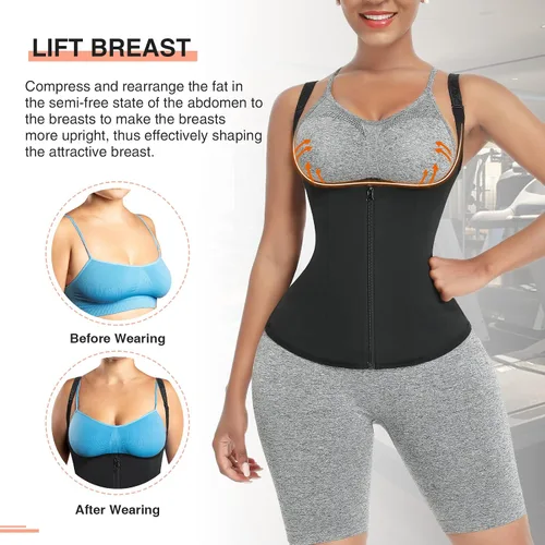 Vista 6 de FeelinGirl Entrenador de cintura para mujer, chaleco de corsé, moldeador de cuerpo, recortador, camiseta sin mangas, faja deportiva con huesos