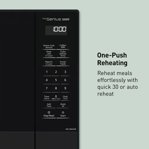 Vista 12 de Panasonic NN-SN65KB Horno de microondas con tecnología Inverter 1200W, 1.2 pies cúbicos. Pequeño con Sensor Genius de cocción de un toque, botón